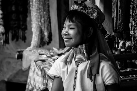 Portraits Karen Hill's Tribes BW, Akha people, Karen hill's tribes,  Chiang Rai area, north of Thailandのeditorial素材