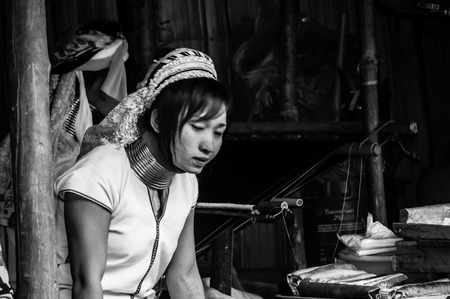 Portraits Karen Hill's Tribes BW, Akha people, Karen hill's tribes,  Chiang Rai area, north of Thailandのeditorial素材