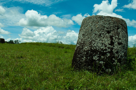 Landscape and Jar, Plain of Jars, Laosの写真素材