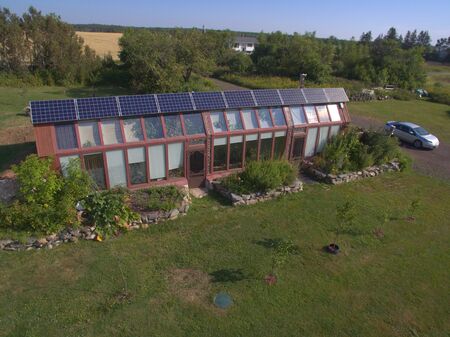 Wellington, PEI/Canada â€“ August 23 2019: An Earthship style home in Wellington, PEI that was...
