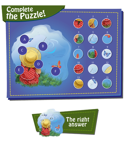 Visual Game for children. Task: complete the puzzleのイラスト素材