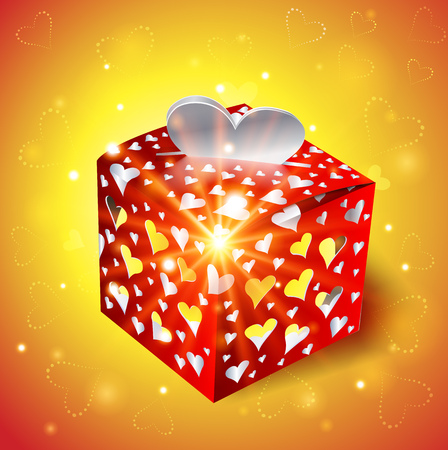 festive, red  box with heartsのイラスト素材