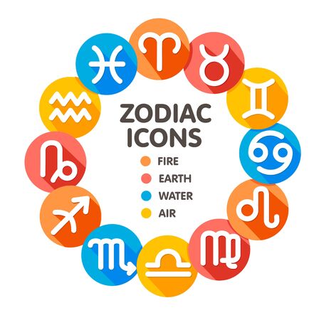 Flat trendy zodiac symbols with shadowsのイラスト素材