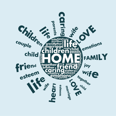the concept of home in the form of lettersのイラスト素材