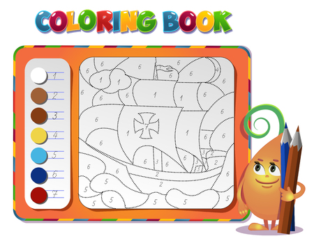choose the color of the figure. Coloring book about shipのイラスト素材