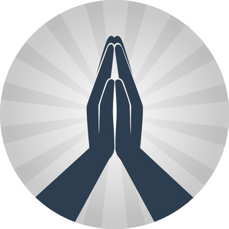 Icon prayer in a flat style on a gray background in the circleのイラスト素材