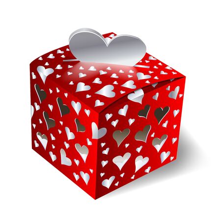 festive, red  box with heartsのイラスト素材