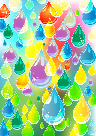 transparent, varicolored drops of rainのイラスト素材