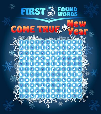 Postcard Happy New Year. There are 3 words that will come true in the new yearのイラスト素材