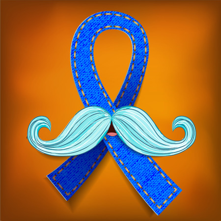 Prostate cancer blue ribbon with mustache.のイラスト素材