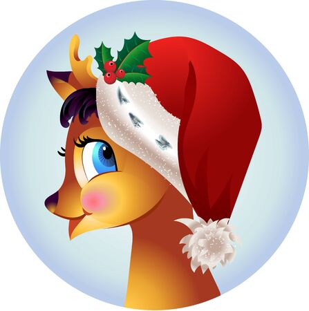 Christmas deer in a hatのイラスト素材