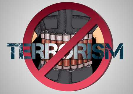 poster against terrorism with a man with a belt shahidのイラスト素材