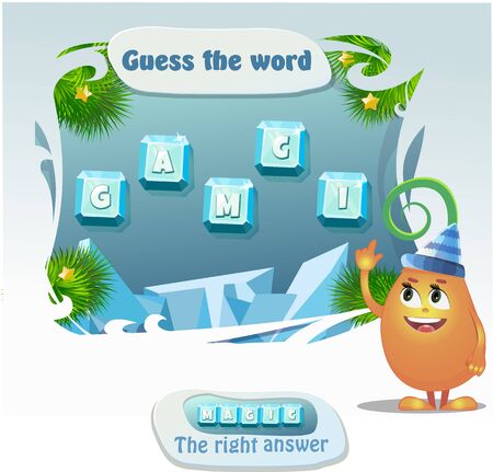 Visual Game for children. Task: guess the word. Right answer- magicのイラスト素材