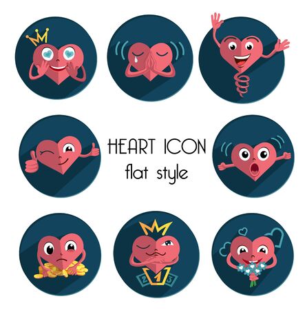 Group heart icons in flat styleのイラスト素材