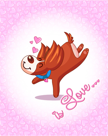 greeting card with dog love on Valentine's Dayのイラスト素材