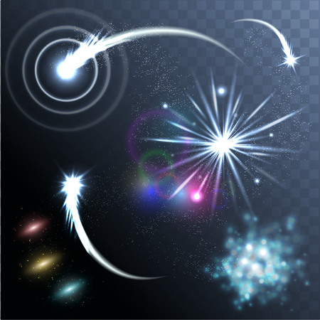 Vector glowing stars, lights and sparkles. Transparent effectsのイラスト素材