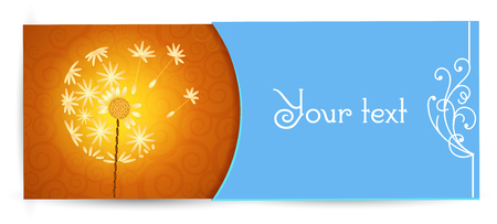Banner with dandelion. Template frame design for greeting card. You can place your text in the empty place.のイラスト素材