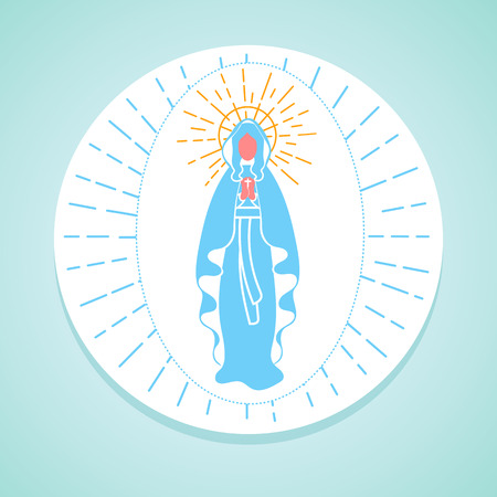 Greeting card. Holiday - Immaculate Conception of the Virgin Mary. Icon in the linear styleのイラスト素材
