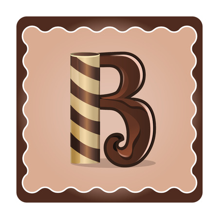 Cards for children for learning the alphabet. Letter b as chocolate, in the form of candies and cakes . Vector Illustrationのイラスト素材