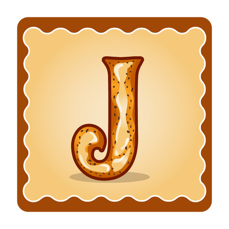 Cards for children for learning the alphabet. Letter j as chocolate, in the form of candies and cakes . Vector Illustrationのイラスト素材