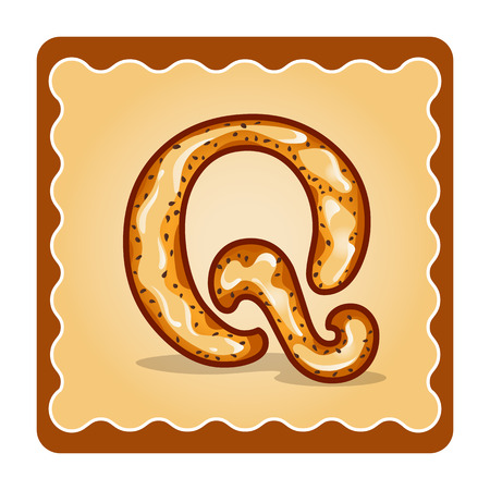 Cards for children for learning the alphabet. Letter q as chocolate, in the form of candies and cakes . Vector Illustrationのイラスト素材