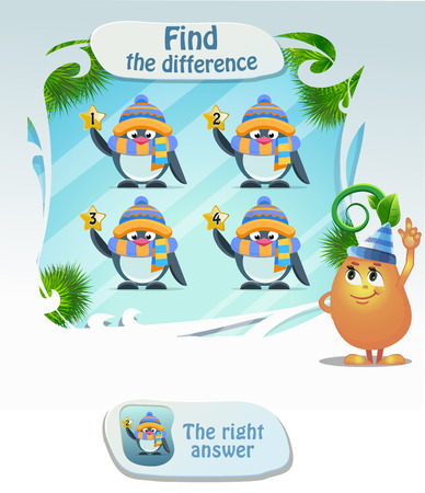Visual Game for children. Task: Find the difference penguinのイラスト素材