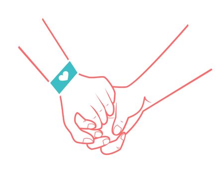 the hands of people in love. Icon in a linear styleのイラスト素材