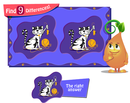 visual game for children and adults. Task to find 9 differences . Cat and mouseのイラスト素材