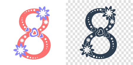 Women's Day,  8 March. numeral 8のイラスト素材