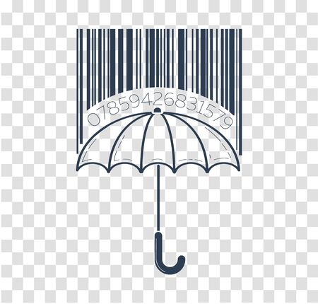 icon barcode about shopping in stores form of umbrella and barcode. Icon in the linear styleのイラスト素材