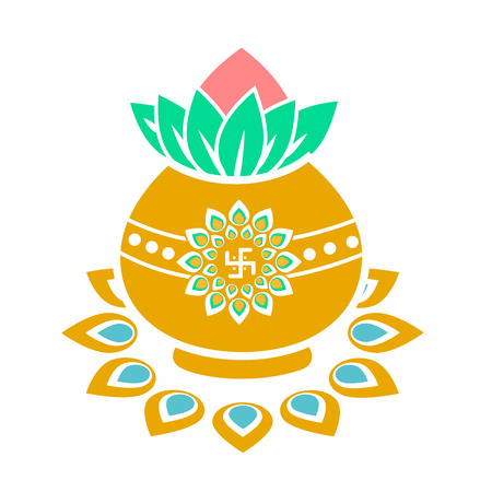 Icon gold pot - ugadi . Icon in the linear styleのイラスト素材