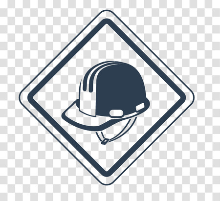 Concept  safety and health at work in the form of a construction helmet in the sign . silhouette icon in the linear styleのイラスト素材