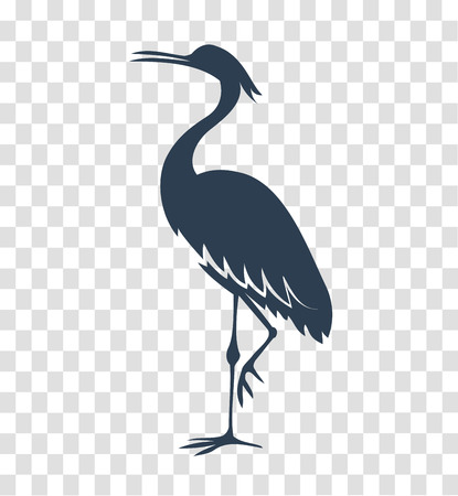 Silhouette heron, icon on white and black background for the logo, sign, symbolのイラスト素材