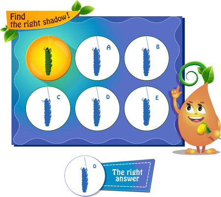 visual game for children and adults. Task the find right shadow caterpillarのイラスト素材