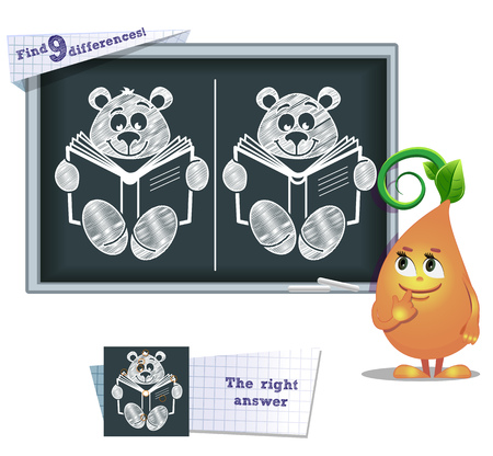 visual game for children and adults. Task to find 9 differences in the illustration on the school boardのイラスト素材