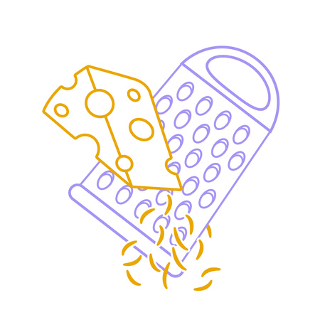 Grating cheese icon in line styleのイラスト素材