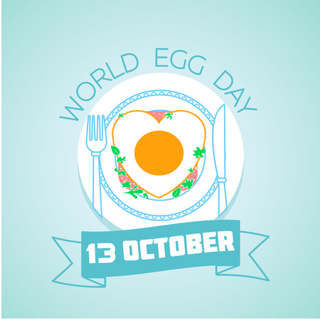 Calendar for each day on october
13. Greeting card. Holiday -  World Egg Day. Icon in the linear styleのイラスト素材