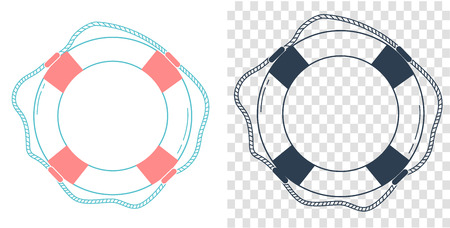 icon lifebuoys in a linear style on isolated white backgroundのイラスト素材