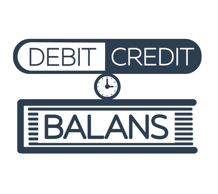 concept of calculation debit and credit,  balance sheet, accounting in the form of balance scales as a folder. Icon, silhouette in the linear styleのイラスト素材