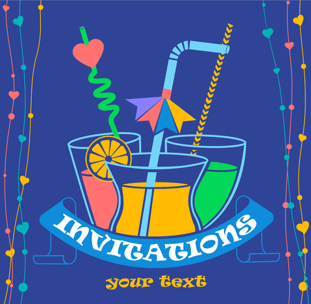 Party invitation poster in the form of drinks.のイラスト素材