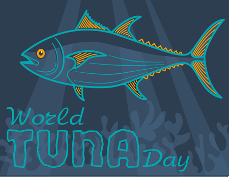 banner Global World Tuna Day. Banner for fishingのイラスト素材