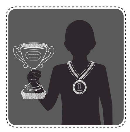 avatar anonymous  in the form of a silhouette  athlete with awardsのイラスト素材