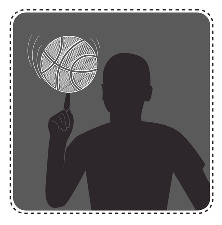 avatar anonymous  in the form of a silhouette boy with a basketballのイラスト素材
