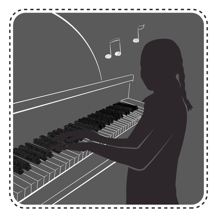 avatar anonymous  in the form of a silhouette  girl plays the pianoのイラスト素材