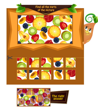 educational game puzzle for kids and adults development of attention. Task game for children  find all the parts of the pictureのイラスト素材