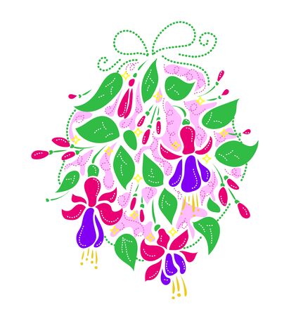 Flower arrangement for wedding greeting card, invitation in the flat style.のイラスト素材