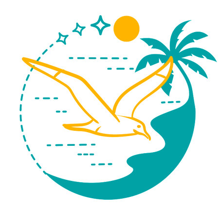 concept of tourism, rest in the form of a seagull on the seaのイラスト素材