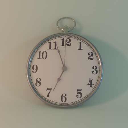 Pocket watch on wallの写真素材