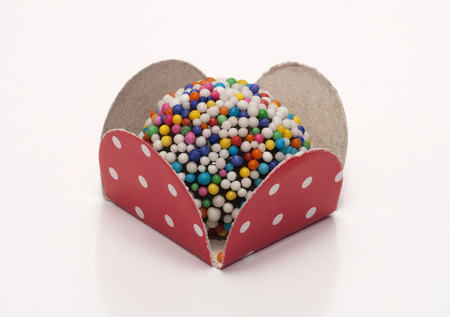 Brazilian Sweet - Brigadeiro / Brigadeiro with colorful beads / Brigadeiro is a brazilian sweet made with condensed milk and chocolateの写真素材