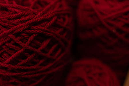 Close-up of red woolの写真素材